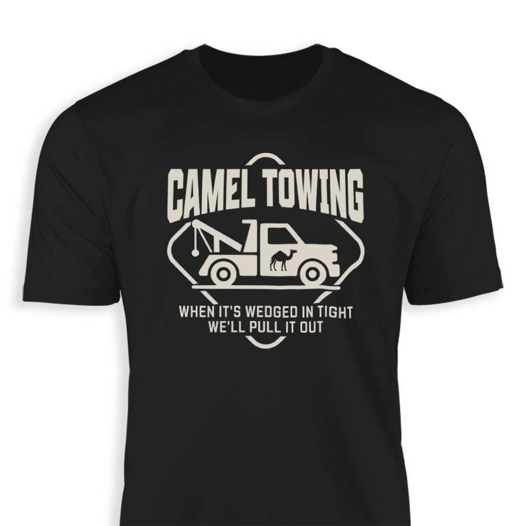 Camel Towing Funny Graphic Tee Shirt Novelty Product