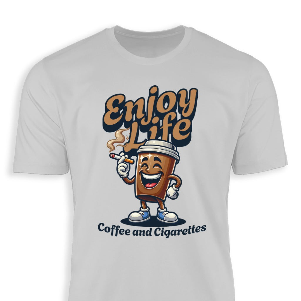 Enjoy Life Coffee and Cigarettes Design T-Shirt product