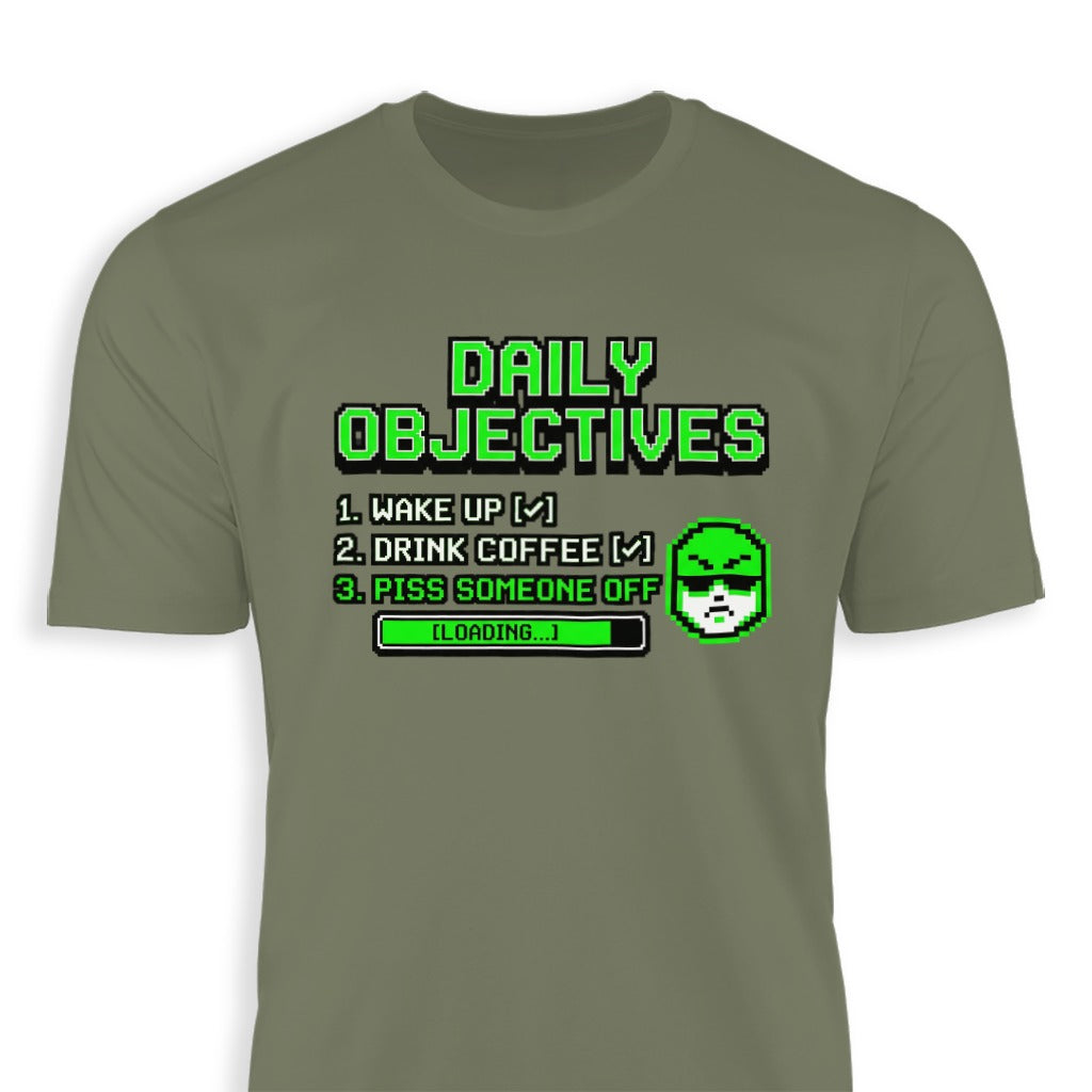 Daily Objectives Wake Up Drink Coffee Funny Shirt