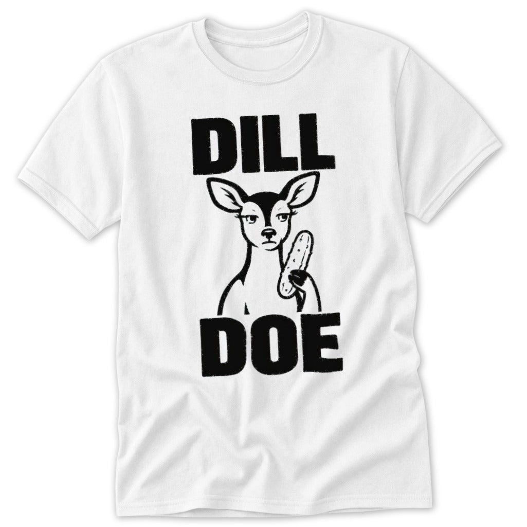 Dill Doe t-shirt design with deer holding pickle