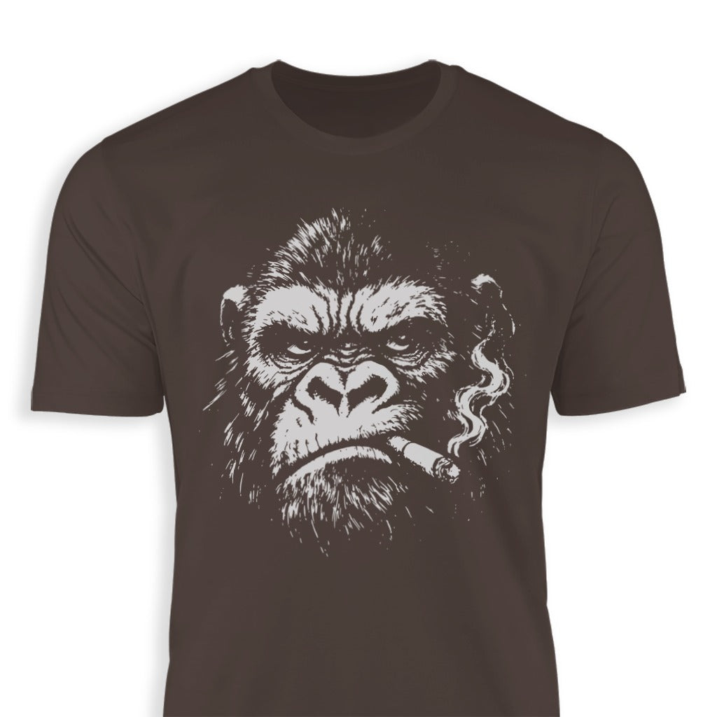 Gorilla Smoking Illustration Dark Colored Shirt