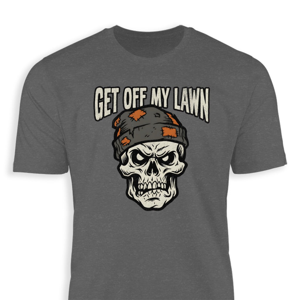 Get Off My Lawn Skull Graphic Dark Grey T-shirt