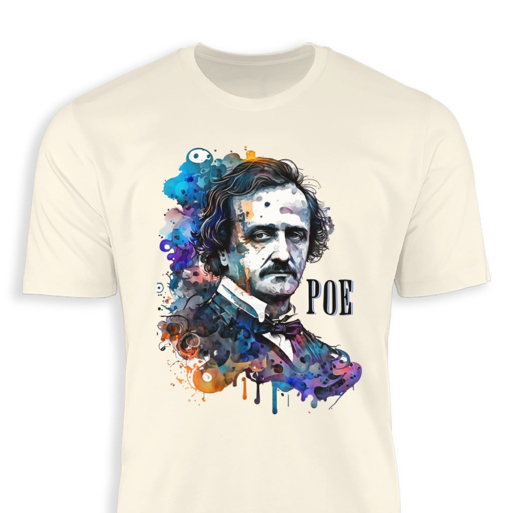 Colorful Artistic Poe Portrait on White T-Shirt product