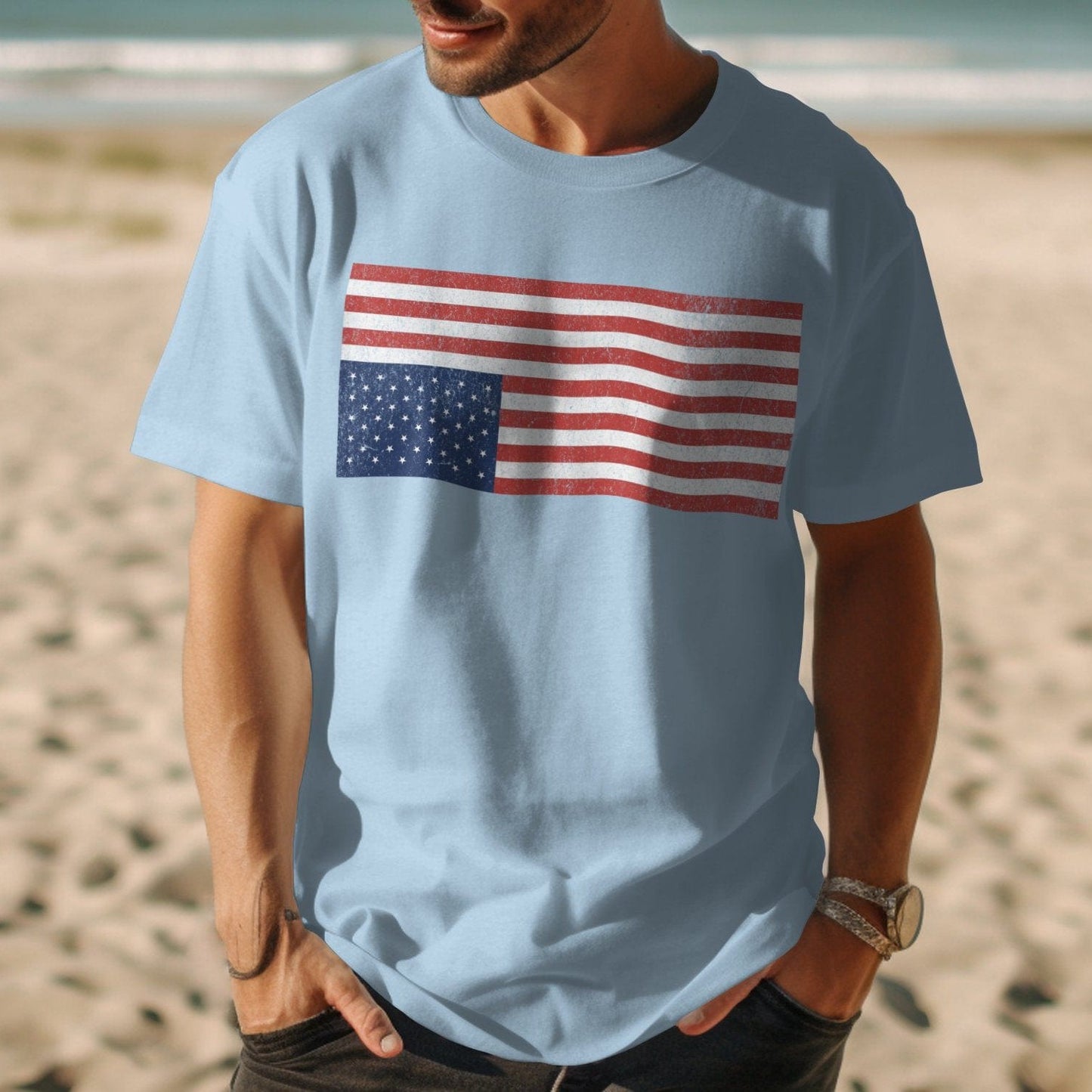 Distressed Upside Down USA Flag Shirt