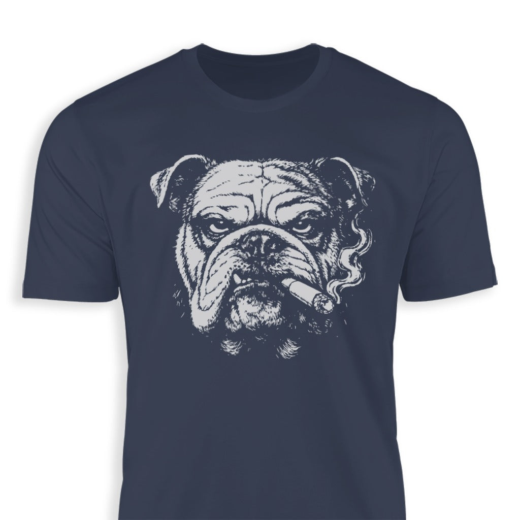 Bulldog Smoking Cigar Art Graphic T-Shirt for Men