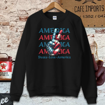 Hoodie / L / Black Peace Love America Patriotic Shirt