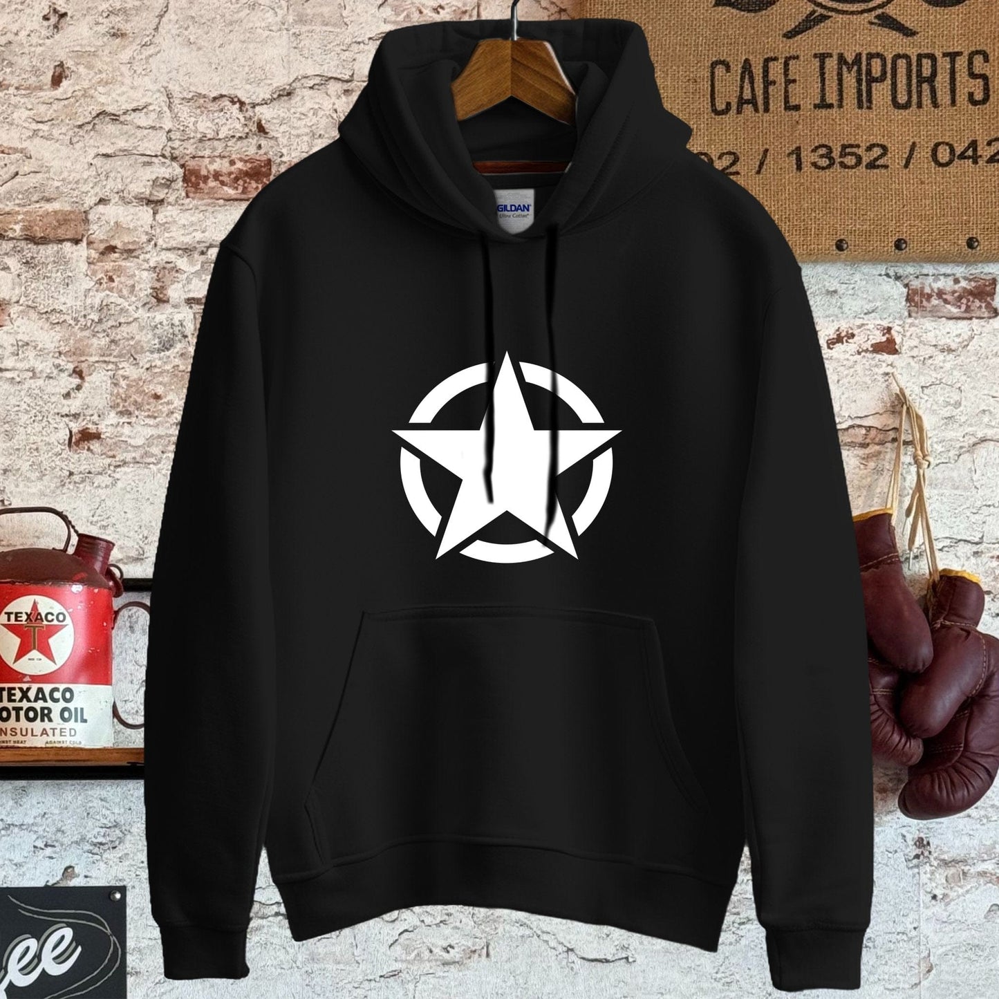 Hoodie / S / Black Army Star Shirt