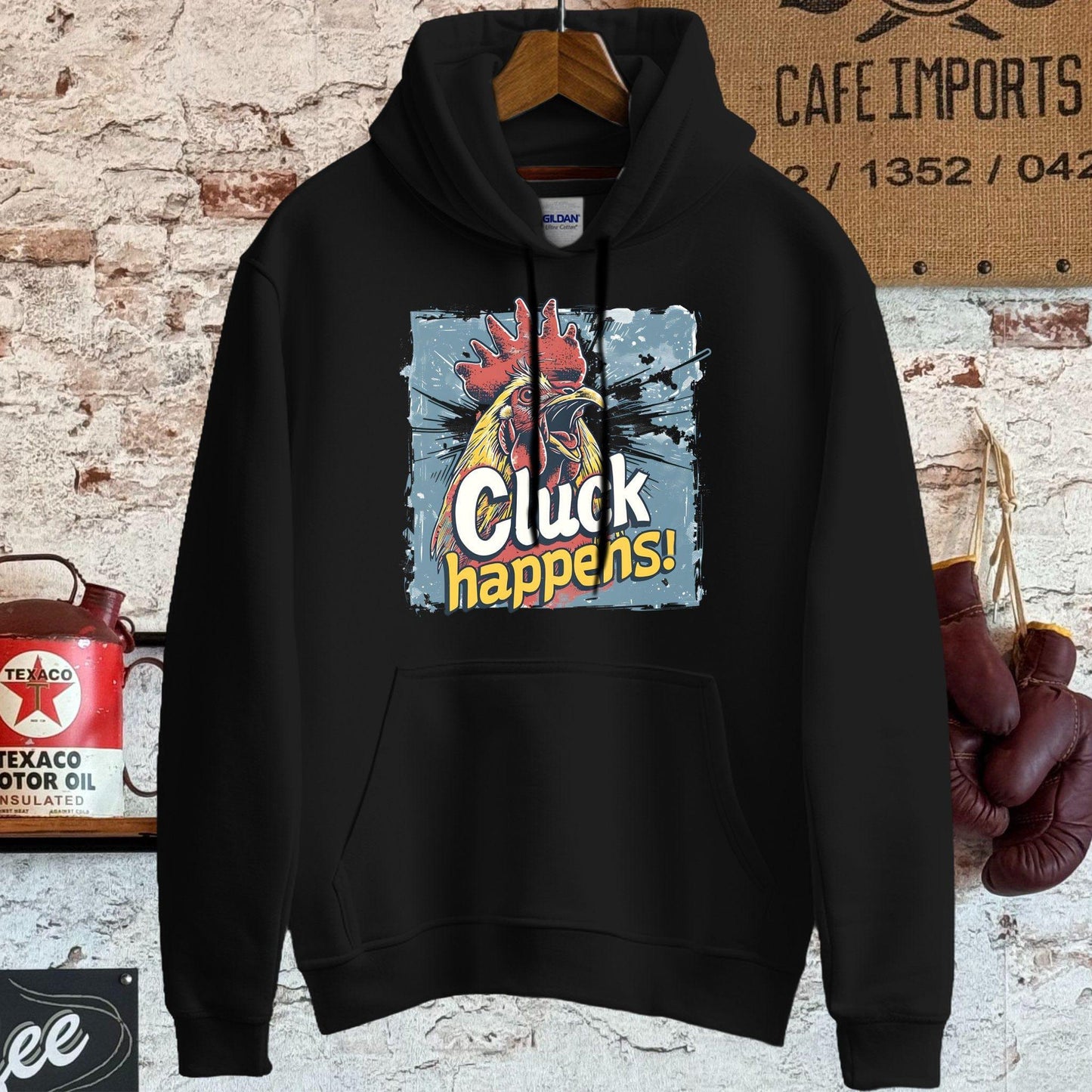 Hoodie / S / Black Cluck Happens T-Shirt