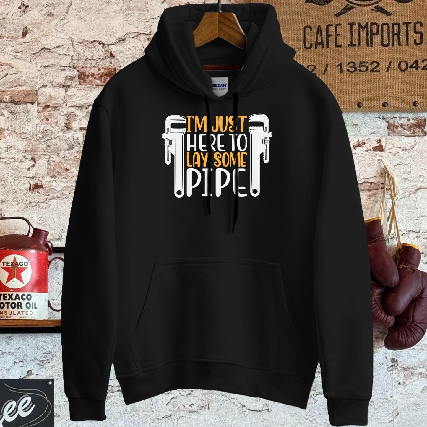 Hoodie / S / Black Just Here To Lay Some Pipe T-Shirt