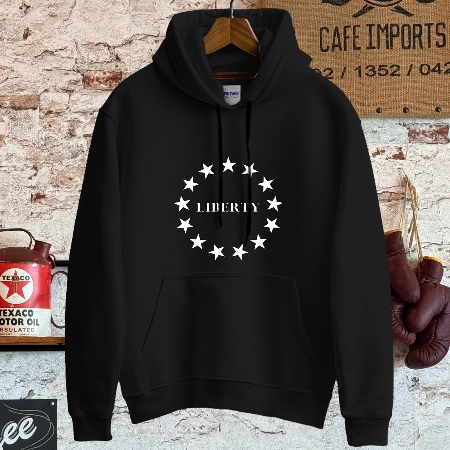 Hoodie / S / Black Liberty and Stars Shirt