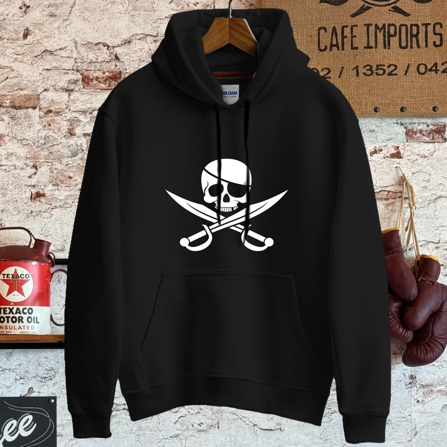 Hoodie / S / Black Skull and Crossbones Shirt