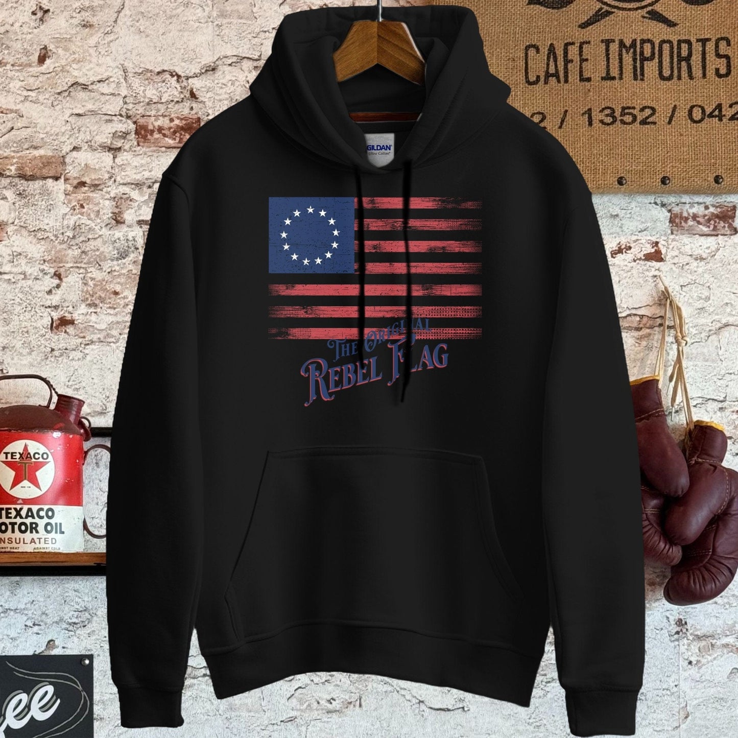 Hoodie / S / Black The Original Rebel Flag Shirt