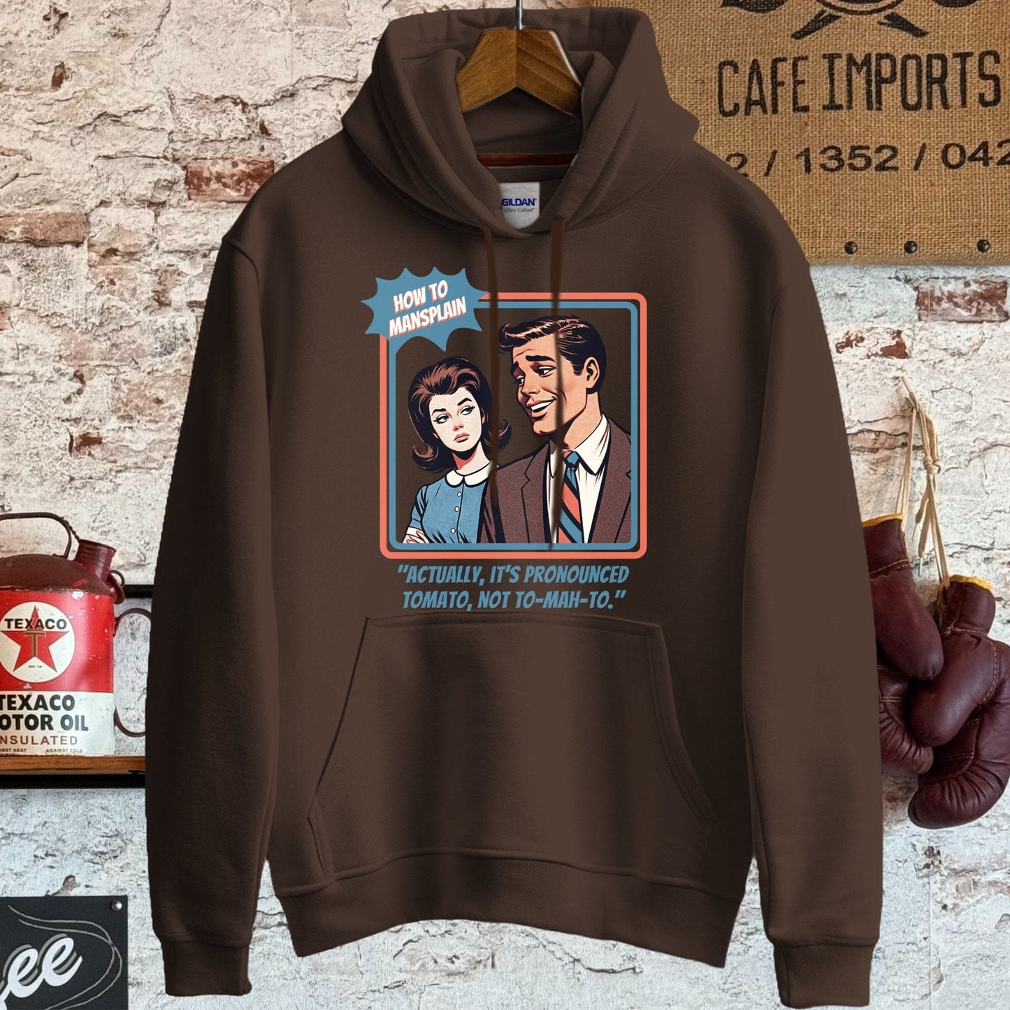 Hoodie / S / Dark Chocolate Pronounced Tomato- How To Mansplain Shirt