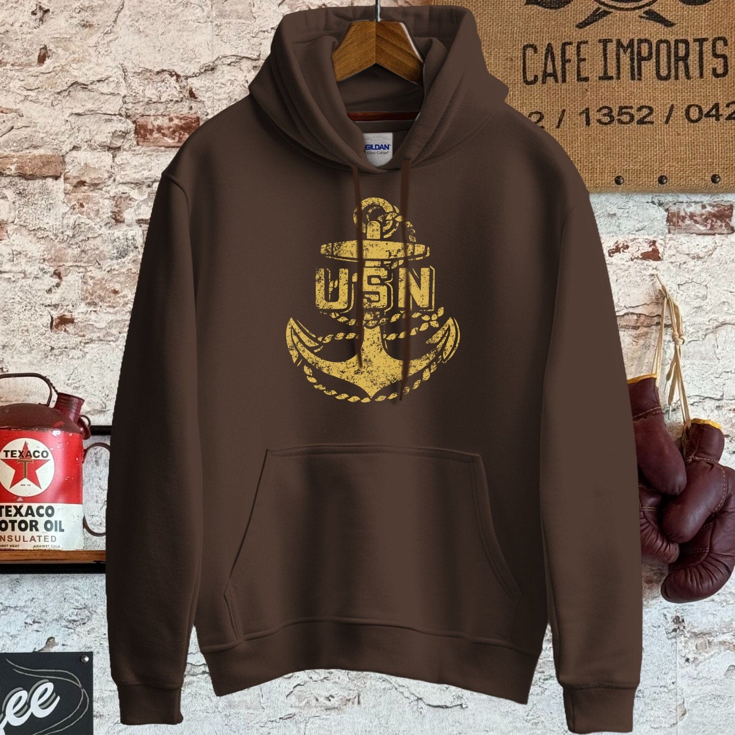 Hoodie / S / Dark Chocolate USN Anchor Shirt