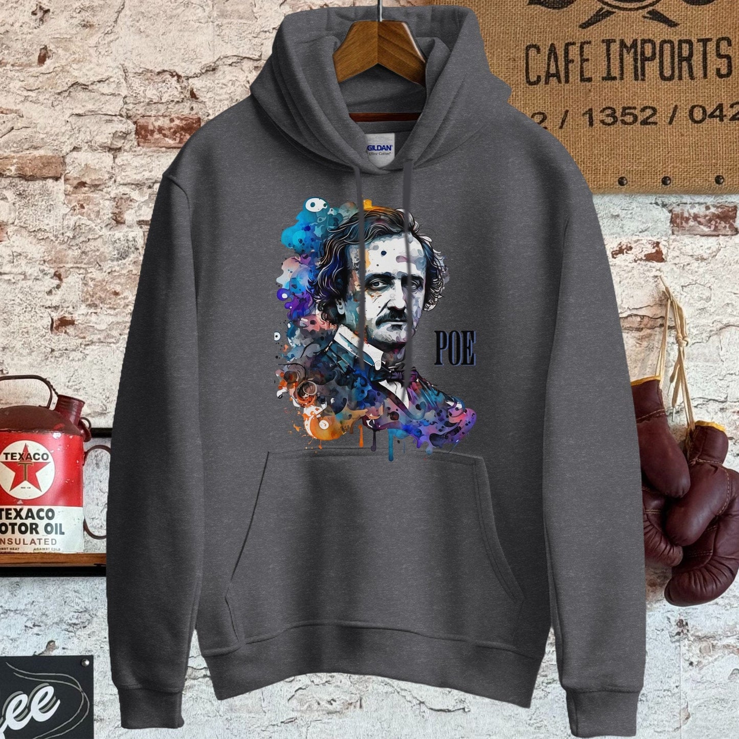 Hoodie / S / Dark Heather Edgar Allan Poe Artistic Shirt