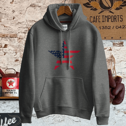 Hoodie / S / Dark Heather Patriotic American Flag Star Shirt