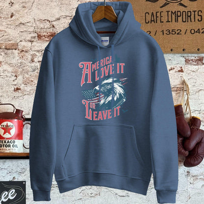 Hoodie / S / Heather Sport Dark Navy America Love It Or Leave It Shirt