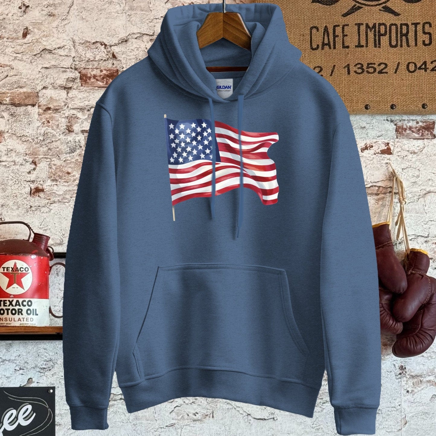 Hoodie / S / Heather Sport Dark Navy American Flag Shirt