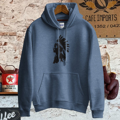 Hoodie / S / Heather Sport Dark Navy Native American Warrior Headdress Shirt