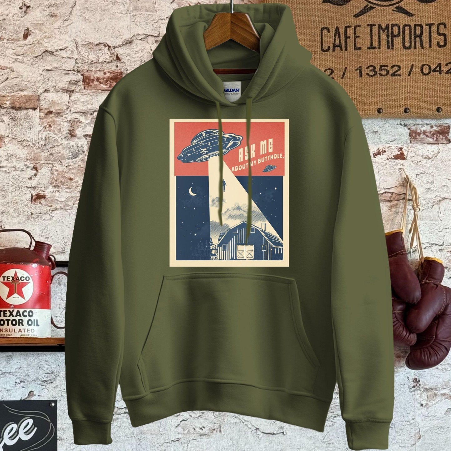 Hoodie / S / Military Green Ask Me About My Butthole T-Shirt