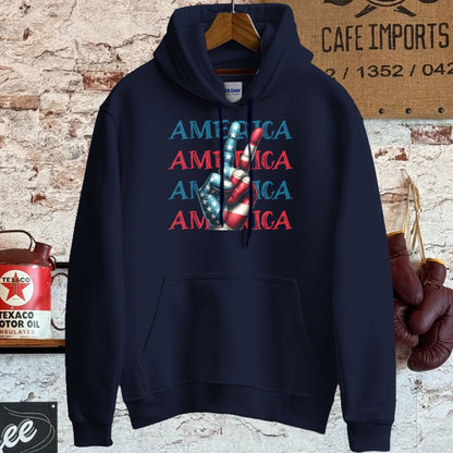 Hoodie / S / Navy America Peace Sign Cool Patriotic Shirt