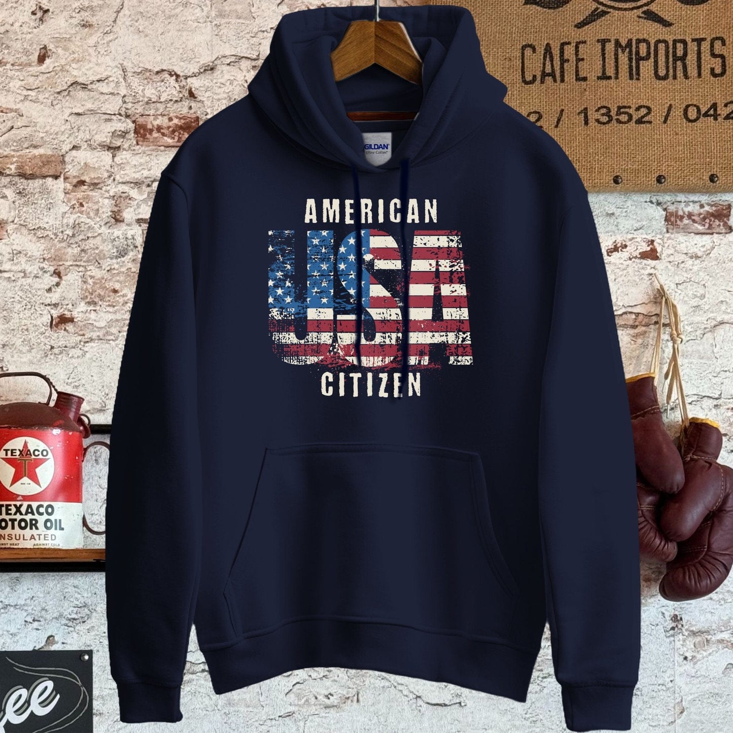 Hoodie / S / Navy American USA Citizen Shirt