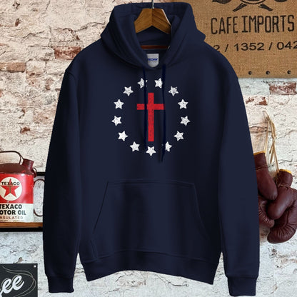 Hoodie / S / Navy Cross Surrounded by Stars Shirt