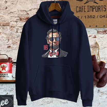 Hoodie / S / Navy Patriotic Lincoln with Sunglasses Shirt