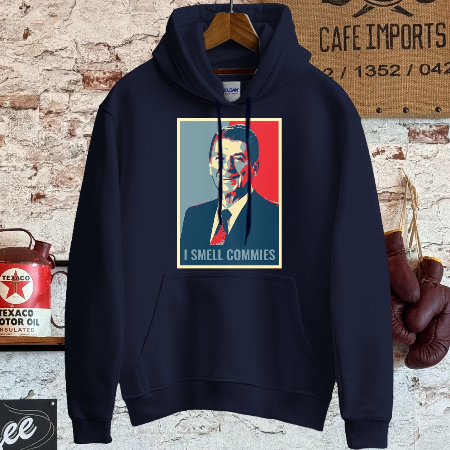 Hoodie / S / Navy Reagan I Smell Commies Shirt