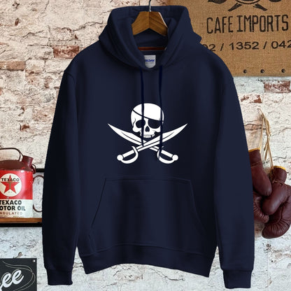 Hoodie / S / Navy Skull and Crossbones Shirt