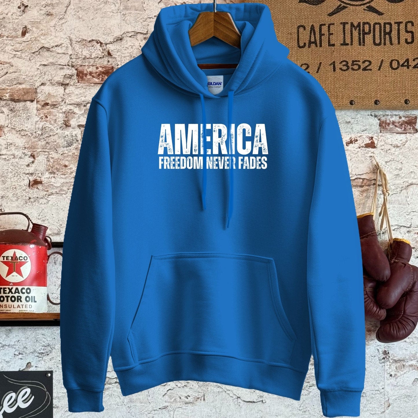 Hoodie / S / Royal America Freedom Never Fades Shirt