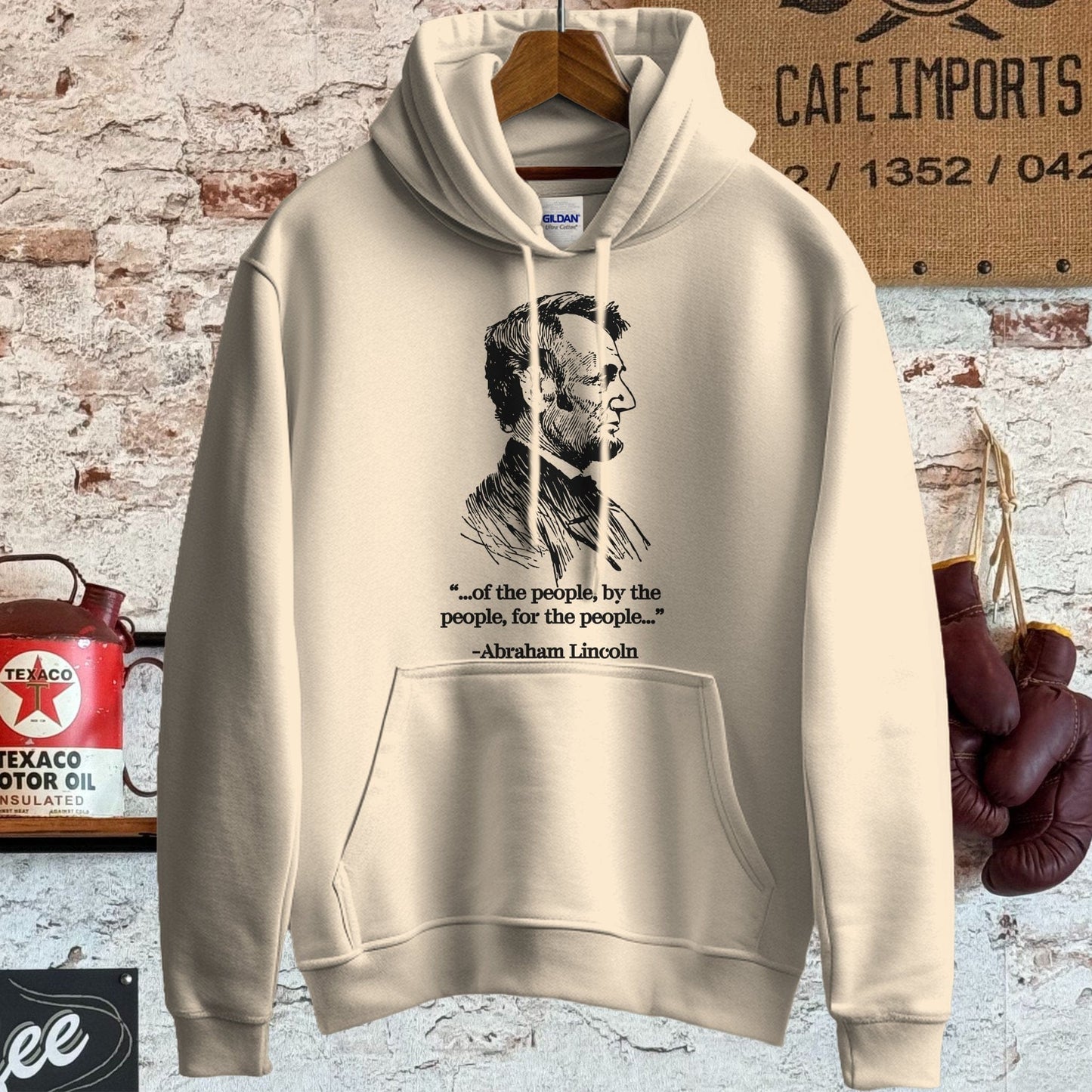 Hoodie / S / Sand Abraham Lincoln Of the People Quote Shirt