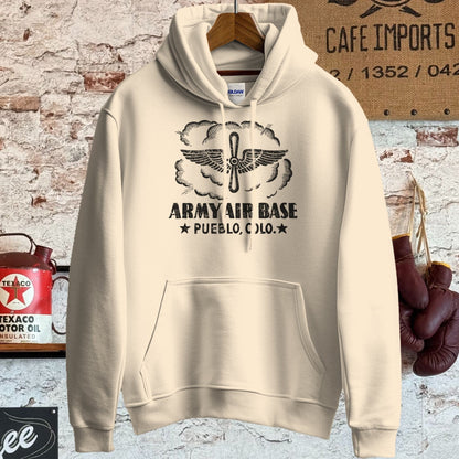 Hoodie / S / Sand Army Air Base Pueblo CO Shirt