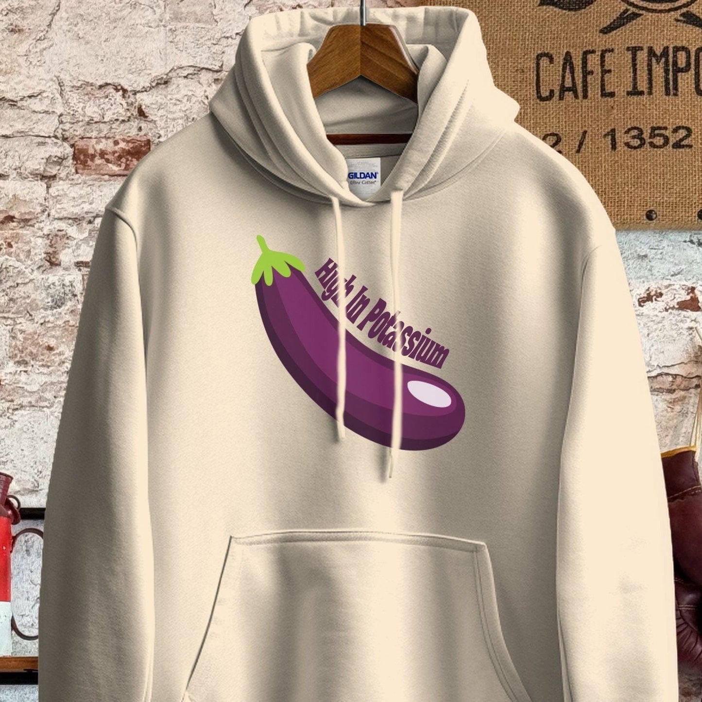 Hoodie / S / Sand High In Potassium Eggplant T-Shirt