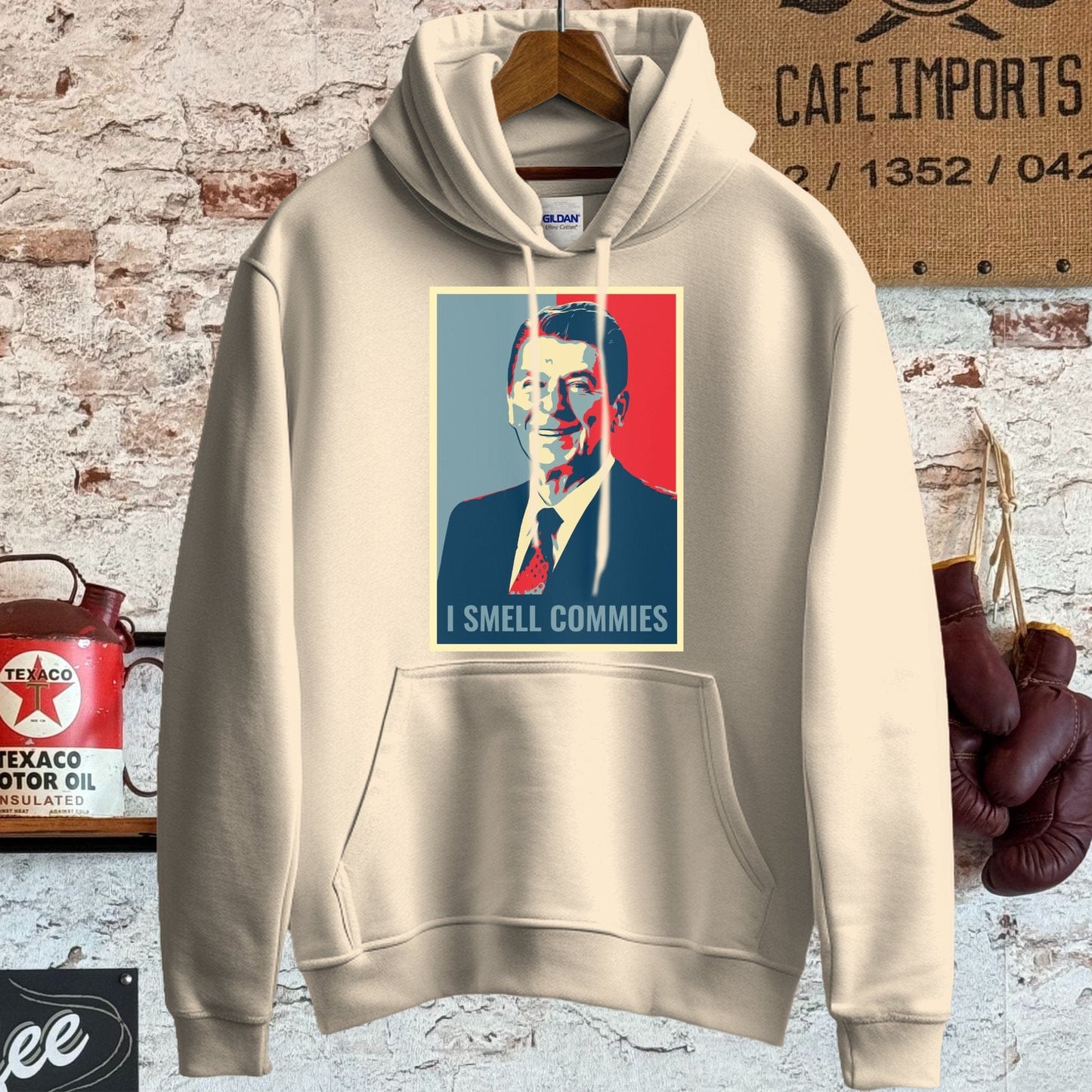 Hoodie / S / Sand Reagan I Smell Commies Shirt