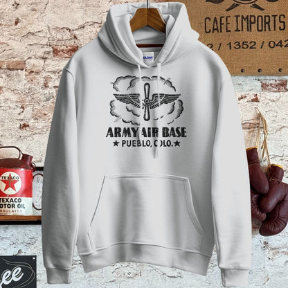 Hoodie / S / Sport Grey Army Air Base Pueblo CO Shirt