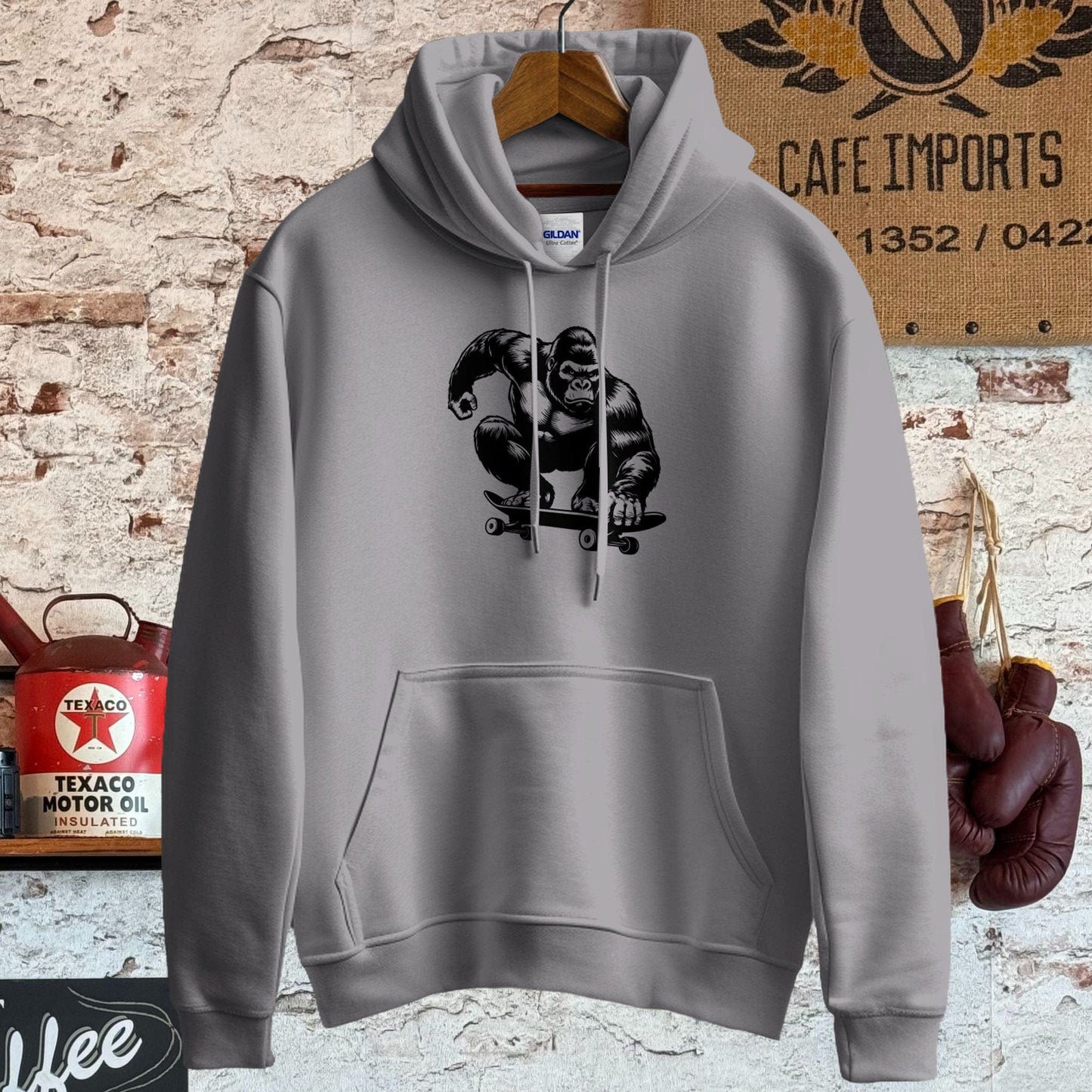 Hoodie / S / Sport Grey Gorilla Skateboarding Shirt