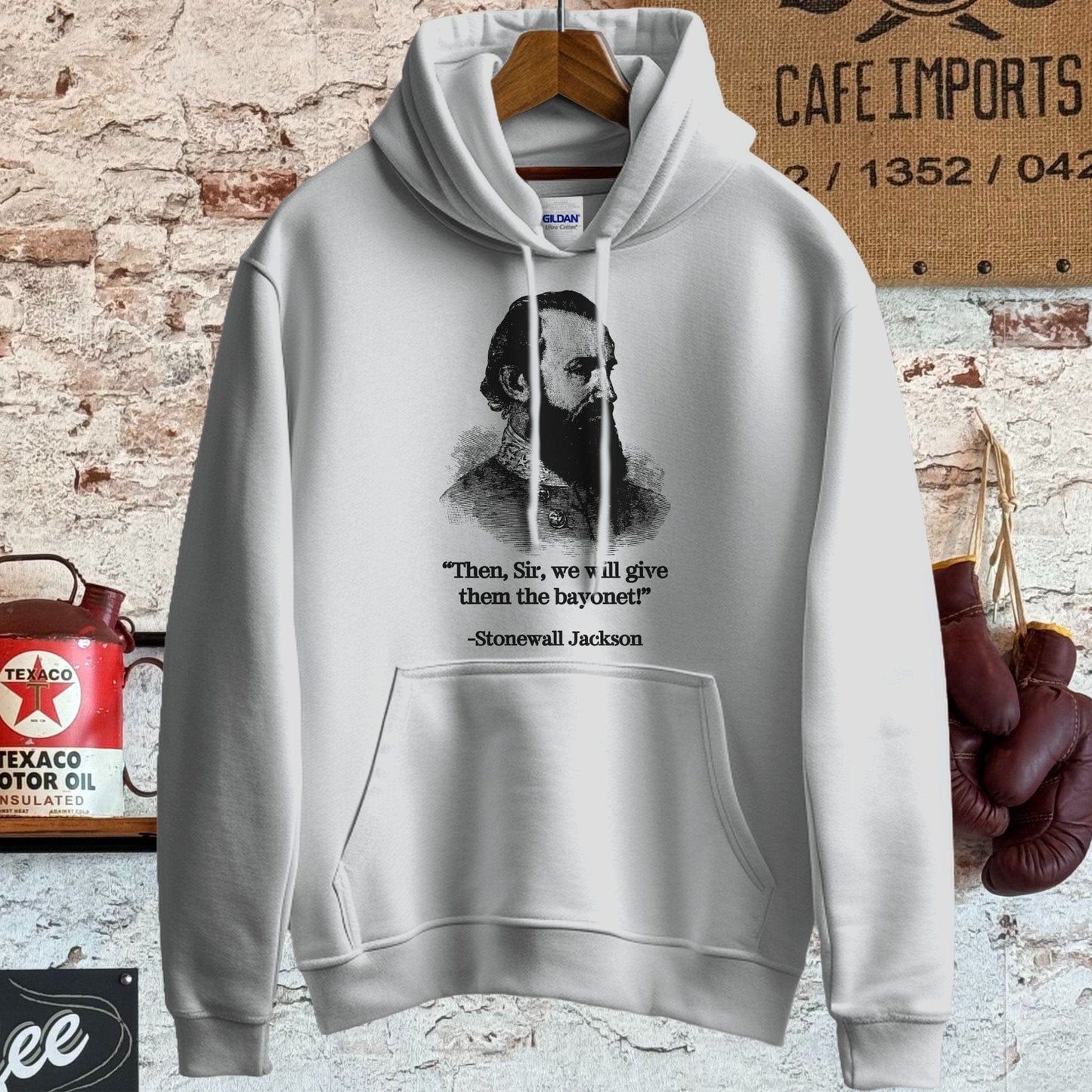 Hoodie / S / Sport Grey Stonewall Jackson Give Them The Bayonet Quote Shirt