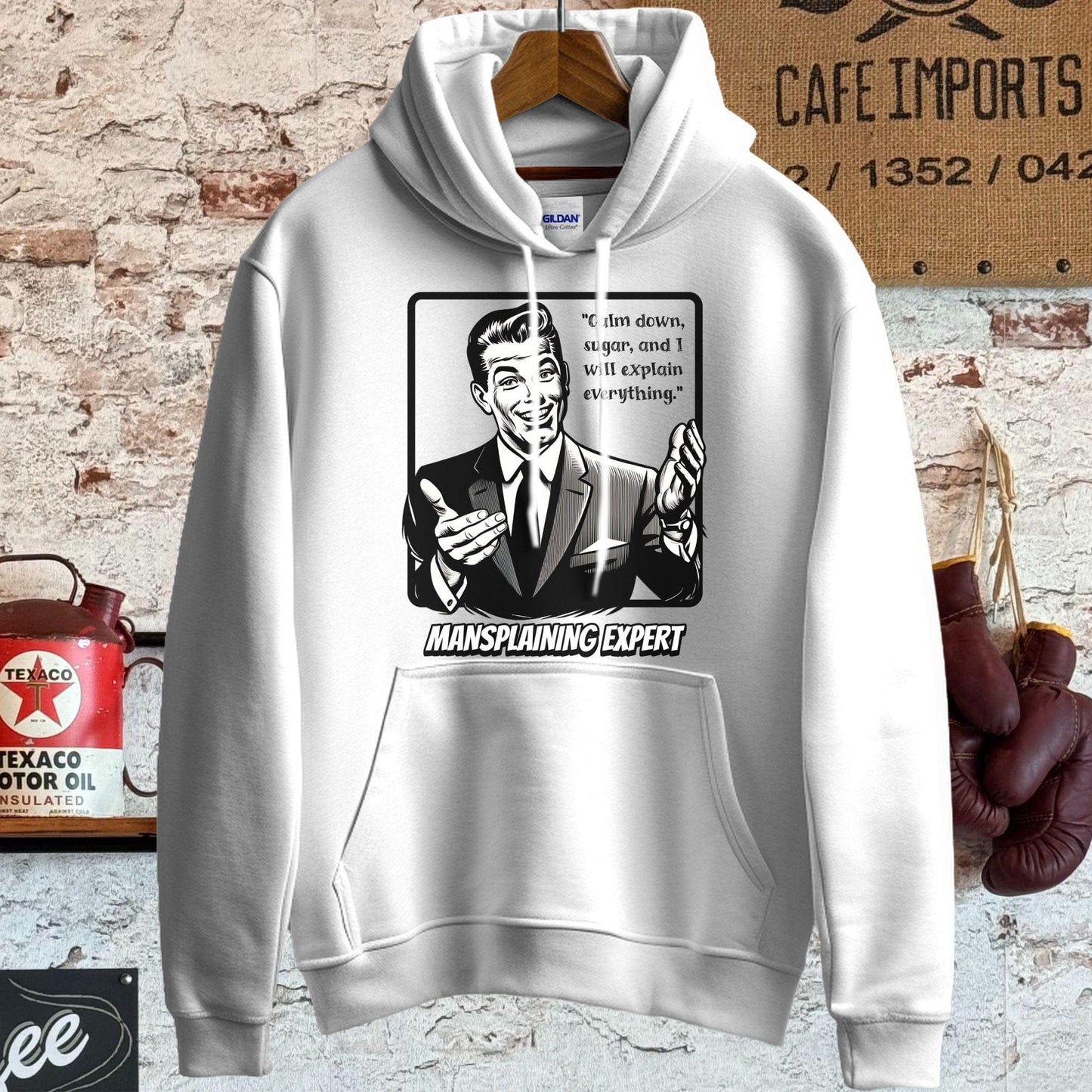 Hoodie / S / White Calm Down Sugar - Mansplaining Expert Shirt