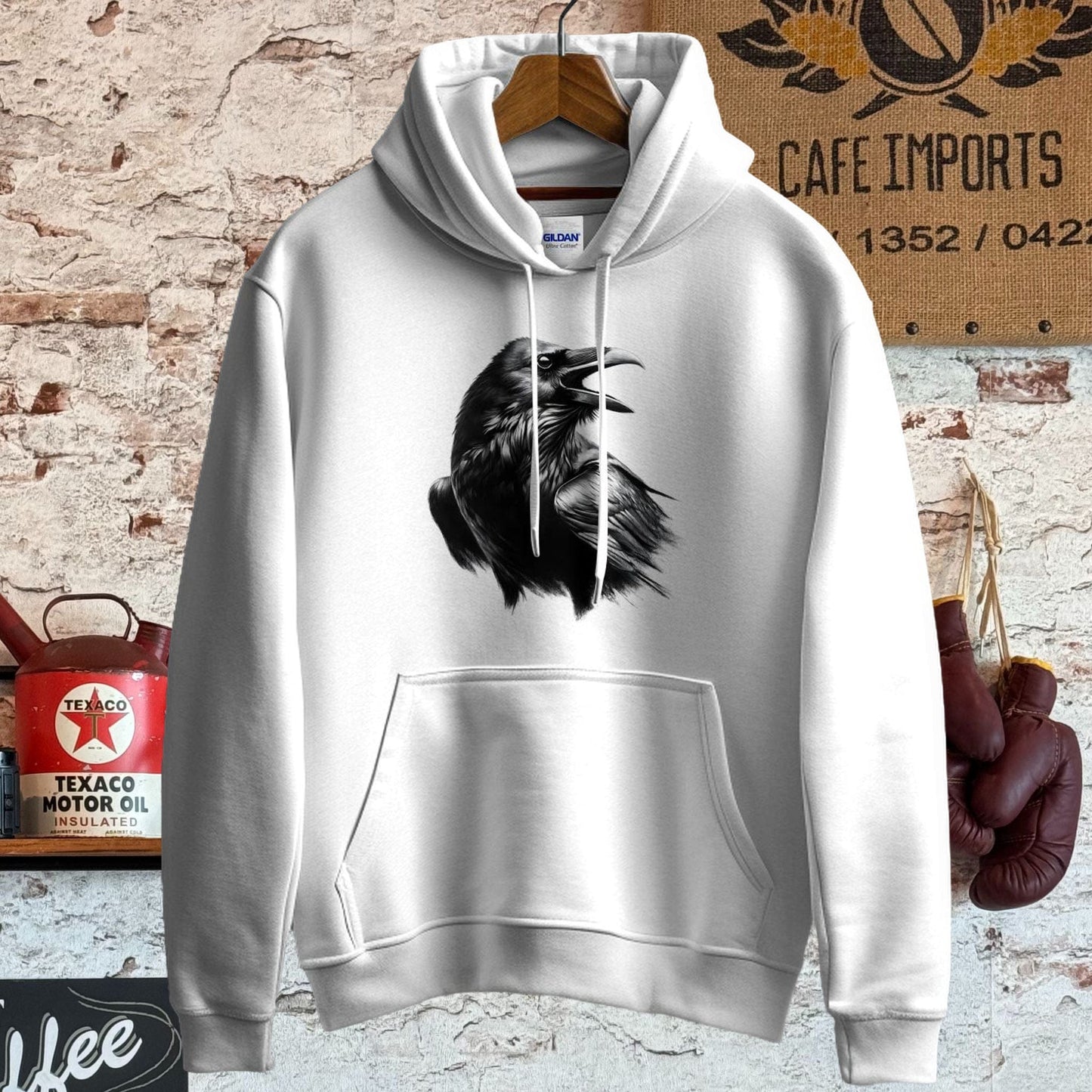 Hoodie / S / White Gothic Crow Shirt