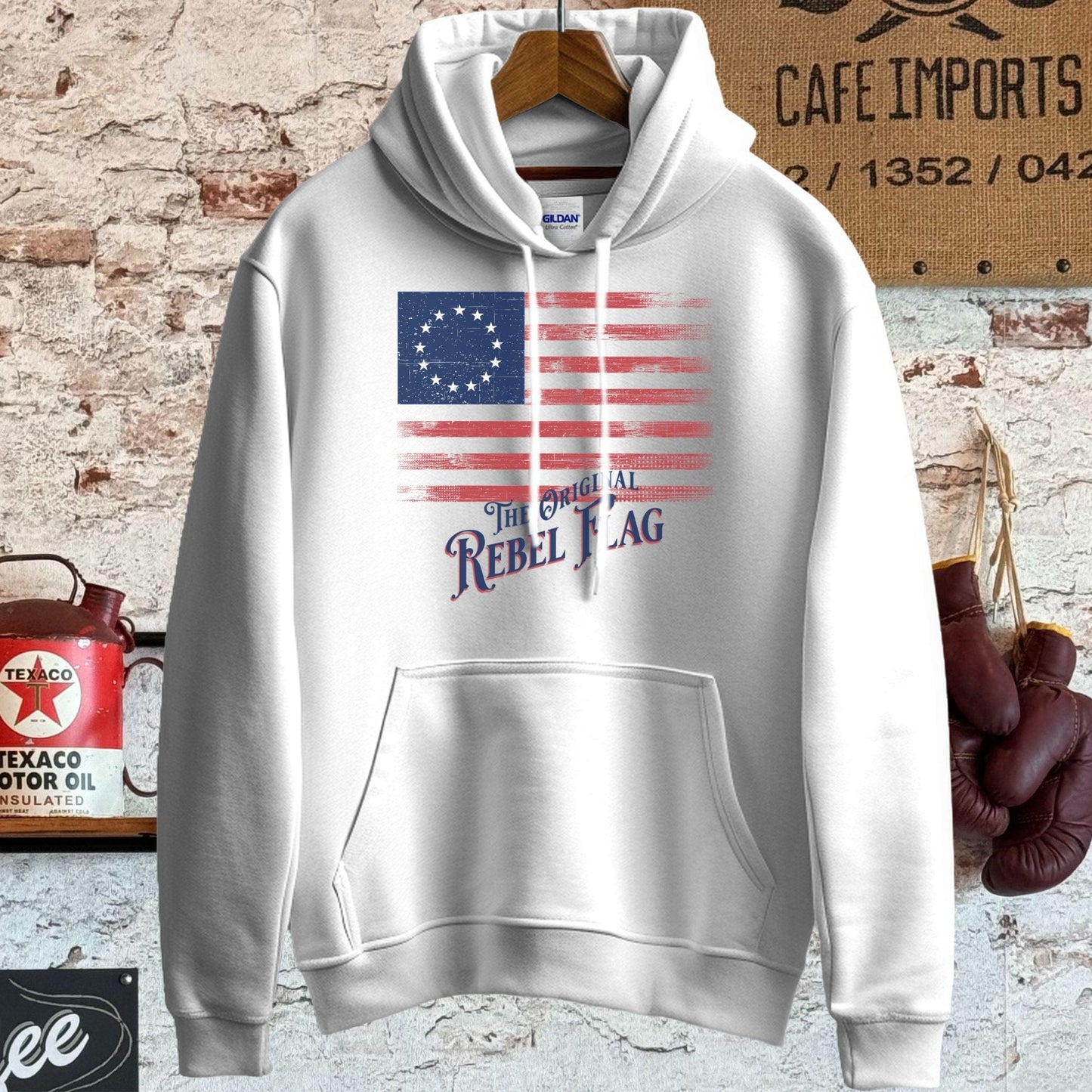 Hoodie / S / White The Original Rebel Flag Shirt