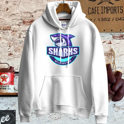 Hoodie / S / White Wilmington Sharks Sports Team Shirt