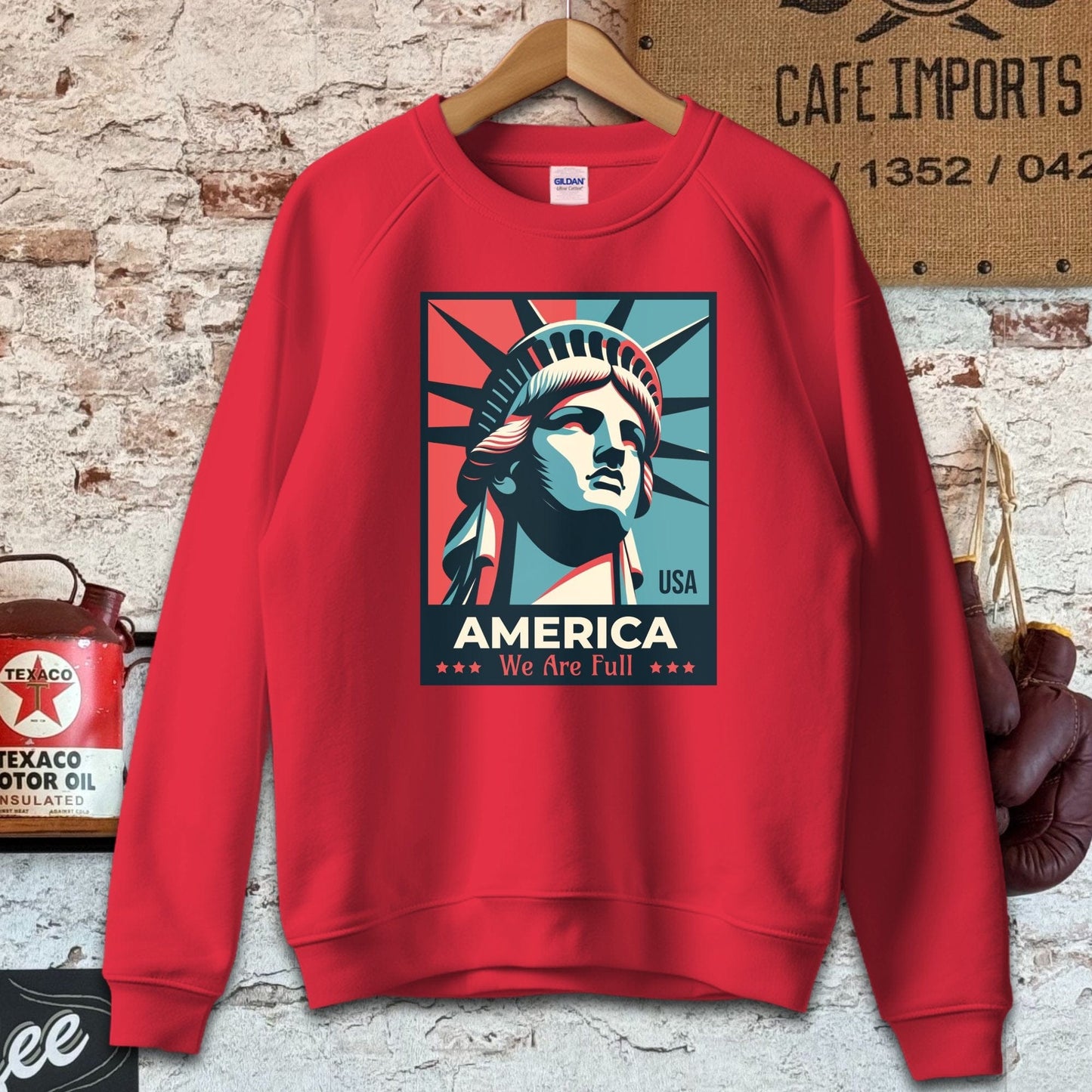 Sweatshirt / Red / S America We Are Full Shirt