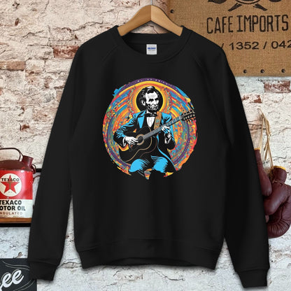 Sweatshirt / S / Black Abraham Lincoln Playing Guitar Shirt