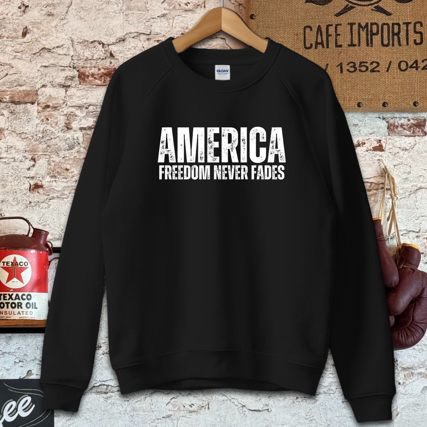 Sweatshirt / S / Black America Freedom Never Fades Shirt