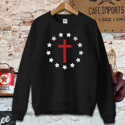 Sweatshirt / S / Black Cross Surrounded by Stars Shirt