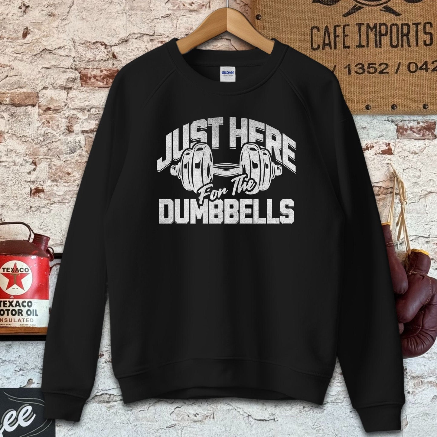 Sweatshirt / S / Black Just Here for the Dumbbells Shirts