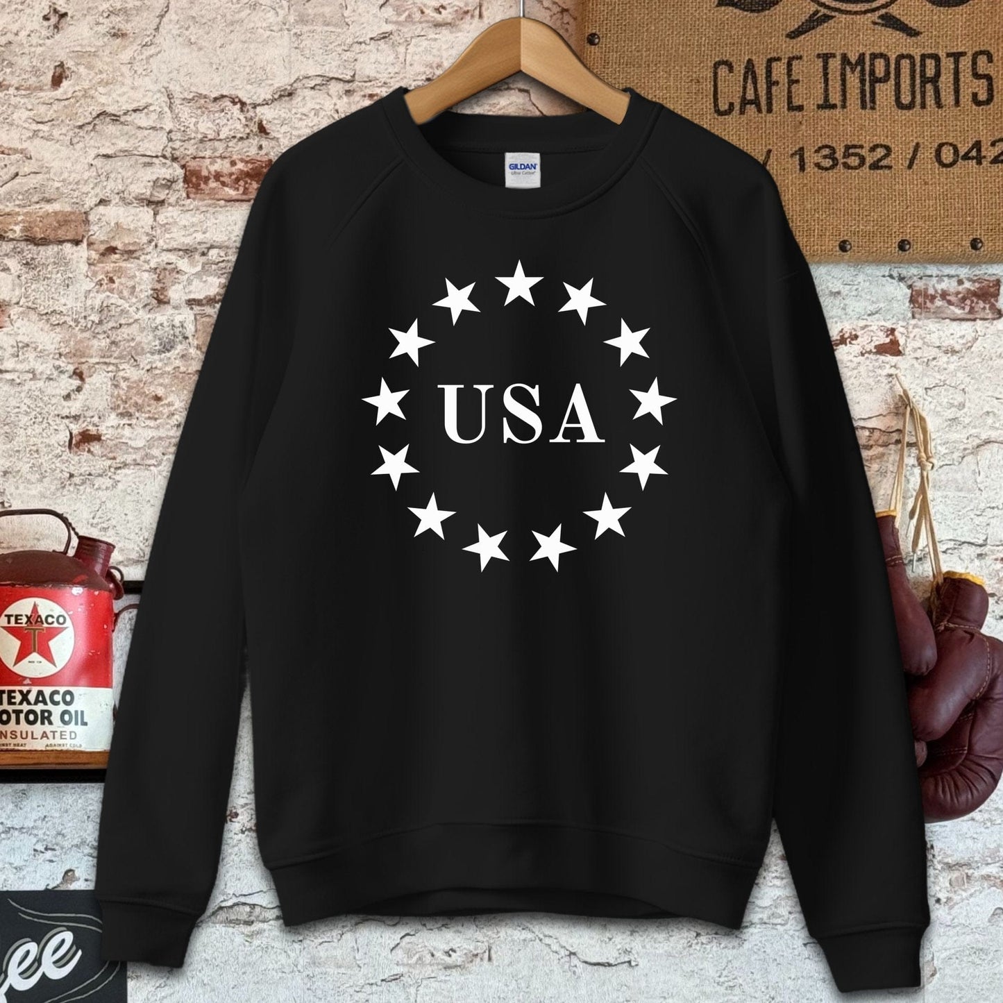 Sweatshirt / S / Black Patriotic USA Stars Shirt