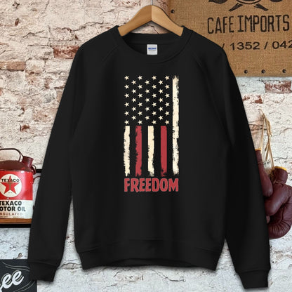 Sweatshirt / S / Black Vintage Distressed American Flag Freedom Shirt