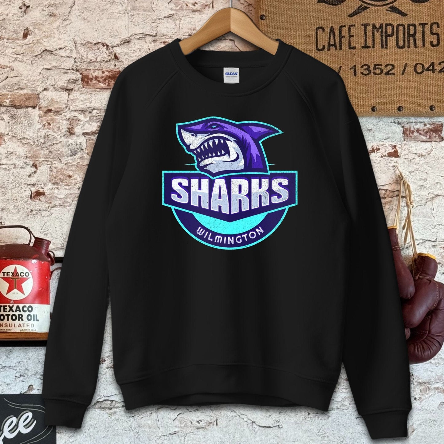 Sweatshirt / S / Black Wilmington Sharks Sports Team Shirt